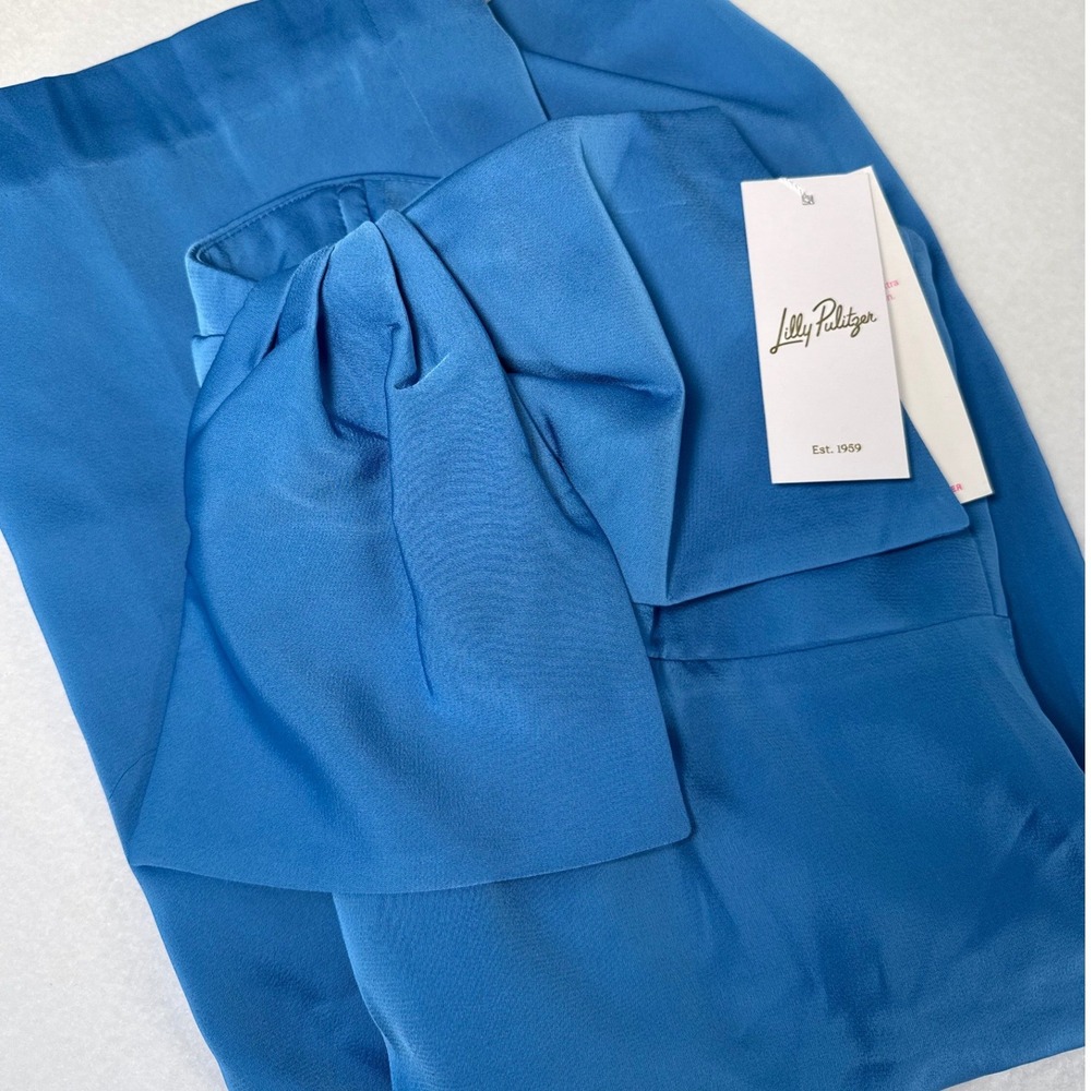 Lilly Pulitzer Carlynn Strapless Satin Bow Mini Dress Morelle Blue Size 2 NEW - Picture 5 of 16
